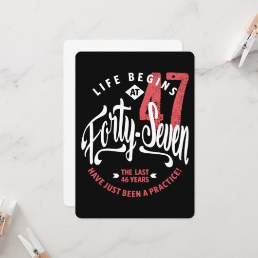 Het leven begint op 47 | 47e verjaardag kaart (Voorkant / Achterkant in situ)