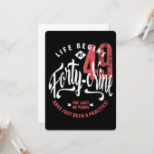 Het leven begint op 49 | 49e verjaardag kaart (Voorkant / Achterkant in situ)