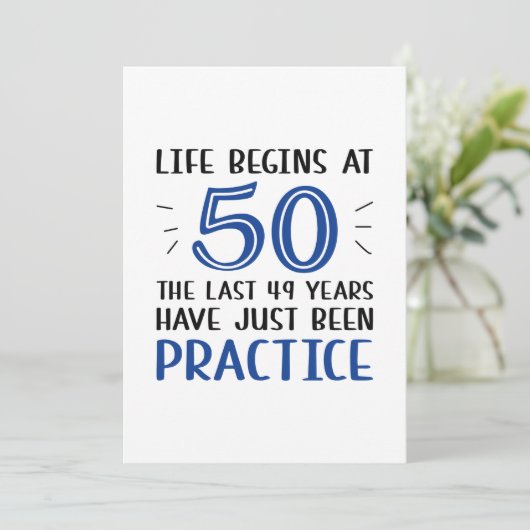 Het leven begint op 50 uur bedankkaart (Staand voorkant)