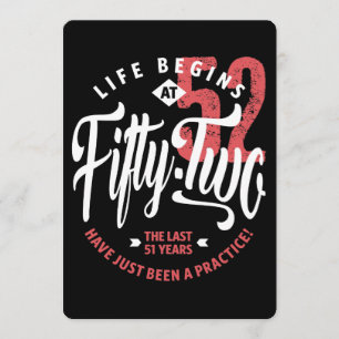 Het leven begint op 52   52e verjaardag kaart