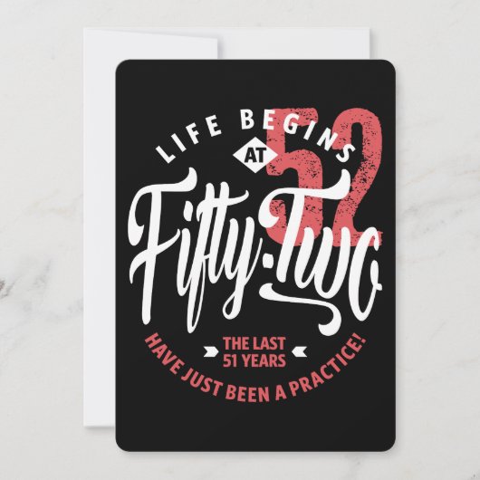 Het leven begint op 52 | 52e verjaardag kaart (Voorkant)