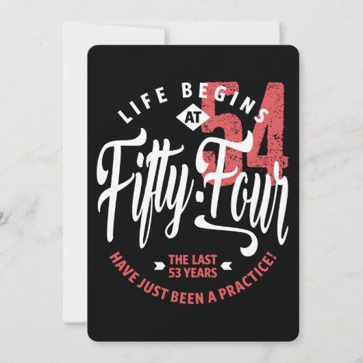 Het leven begint op 54 | 54e verjaardag kaart (Voorkant)