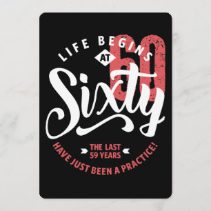 Het leven begint op 60 uur   60e verjaardag kaart