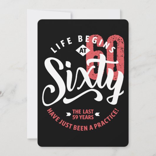 Het leven begint op 60 uur | 60e verjaardag kaart (Voorkant)
