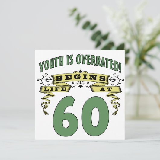 Het leven begint op 60e verjaardag kaart (Staand voorkant)