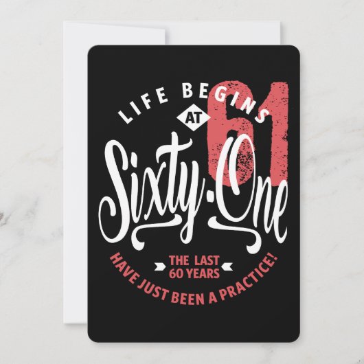 Het leven begint op 61 | 61e verjaardag kaart (Voorkant)