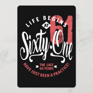 Het leven begint op 61   61e verjaardag kaart