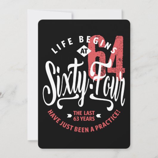 Het leven begint op 64 | 64e verjaardag kaart (Voorkant)