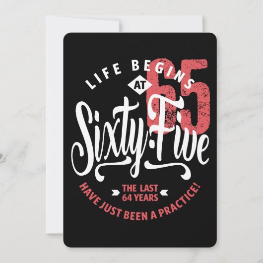 Het leven begint op 65 | 65e verjaardag kaart (Voorkant)