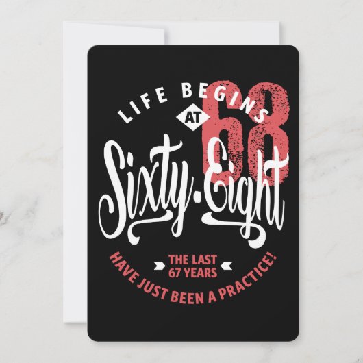 Het leven begint op 68 uur | 68e verjaardag kaart (Voorkant)