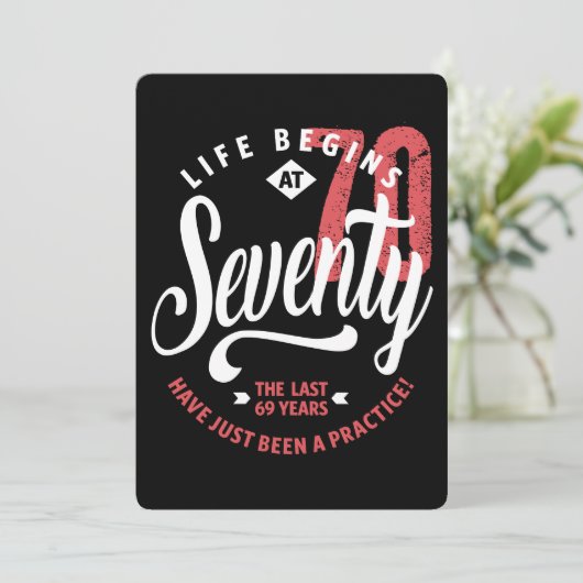 Het leven begint op 70 | 70e verjaardag kaart (Staand voorkant)