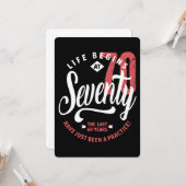 Het leven begint op 70 | 70e verjaardag kaart (Voorkant / Achterkant in situ)