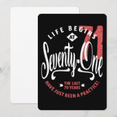 Het leven begint op 71 | 71e verjaardag kaart (Voorkant / Achterkant)