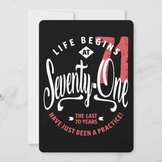 Het leven begint op 71 | 71e verjaardag kaart (Voorkant)