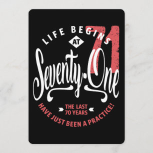 Het leven begint op 71   71e verjaardag kaart