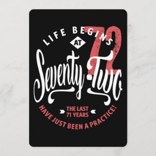 Het leven begint op 72   72e verjaardag kaart