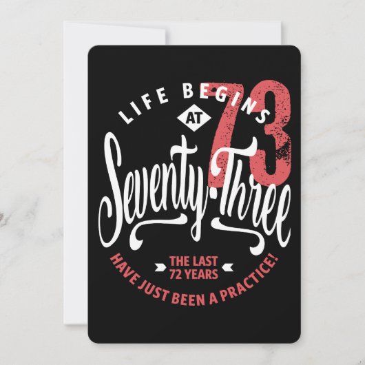 Het leven begint op 73 | 73e verjaardag kaart (Voorkant)