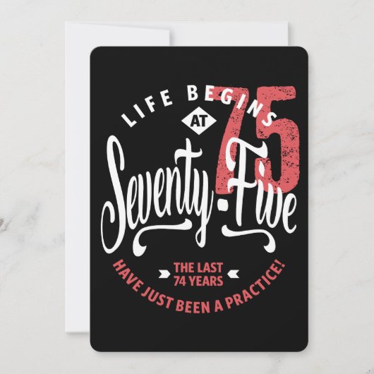 Het leven begint op 75 | 75e verjaardag kaart (Voorkant)