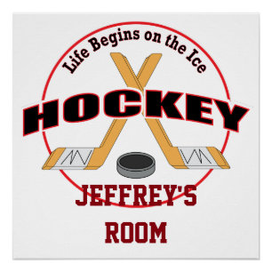 Het leven begint op de Ice Hockey-Jouw naam Poster