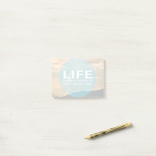 Het leven begint post-it® notes (Op bureau)