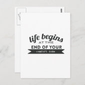 Het leven begint uw Comfort Zone te beëindigen Briefkaart (Voorkant / Achterkant)