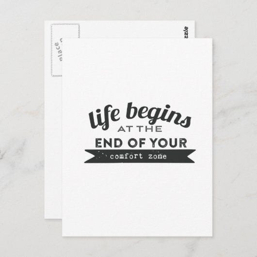 Het leven begint uw Comfort Zone te beëindigen Briefkaart (Voorkant / Achterkant)