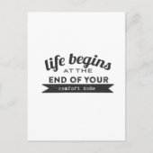 Het leven begint uw Comfort Zone te beëindigen Briefkaart (Voorkant)
