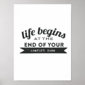 Het leven begint uw Comfort Zone te beëindigen Poster (Voorkant)