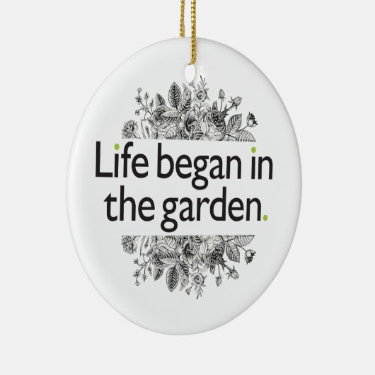 Het leven begon in de tuin keramisch ornament (Rechts)