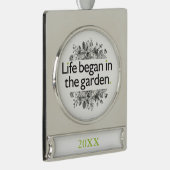 Het leven begon in de tuin verzilverd banner ornament (Rechts)