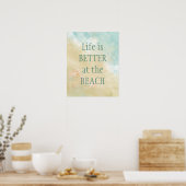Het leven beter bij de Beach Fun Beach Quote Poster (Keuken)