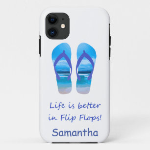 Het leven beter in Teenslippers Fun Beach Scene Qu Case-Mate iPhone Case