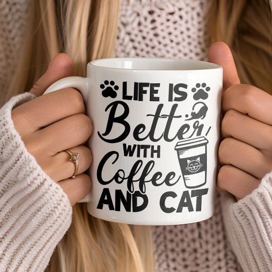 Het leven beter met koffie en kat, kattenliefhebbe koffiemok