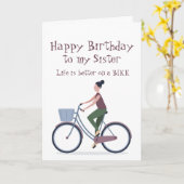 Het leven beter op een Bike Zuster Birthday Kaart (Gele Bloem)