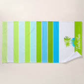 Het leven bij de Beach Cool Aqua Limoen op maat Strandlaken (Voorkant)