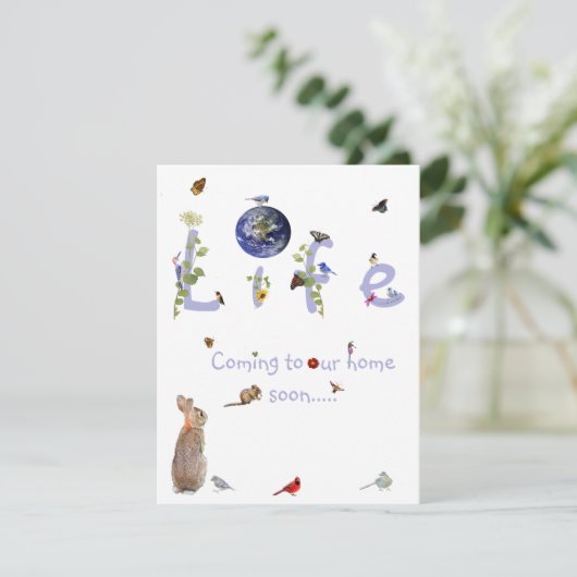 Het leven: Binnenkort bij ons thuis komen, baby sh Kaart (Staand voorkant)