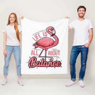 Het leven draait allemaal om evenwicht Flamingo Fleece Deken