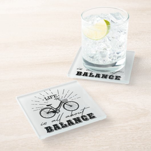 Het leven draait allemaal om evenwicht glazen onderzetter (Schuin)