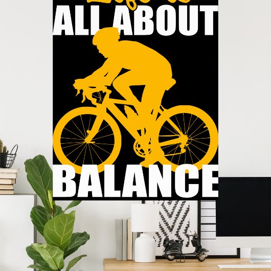 Het leven draait om balans fietsen Motivatie Poster