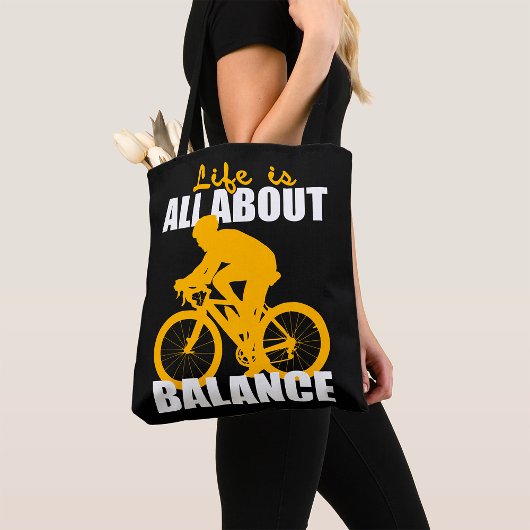 Het leven draait om balans fietsen Motivatie Tote Bag