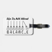 Het leven draait om evenwicht en motivatie inspira bagagelabel (Achterkant horizontaal)