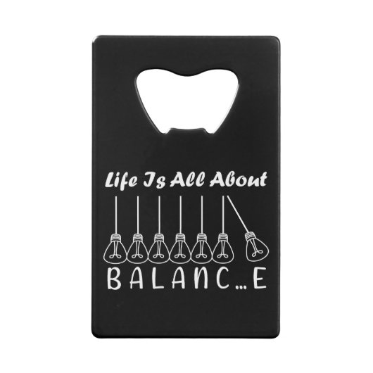 Het leven draait om evenwicht en motivatie inspira creditkaart flessenopener (Achterkant)