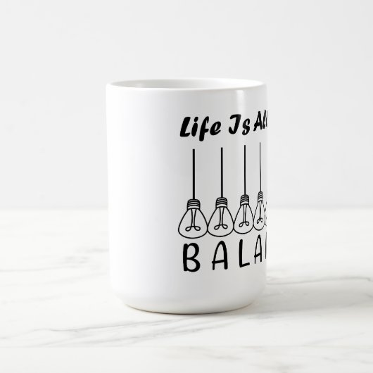 Het leven draait om evenwicht en motivatie inspira magische mok (Midden)