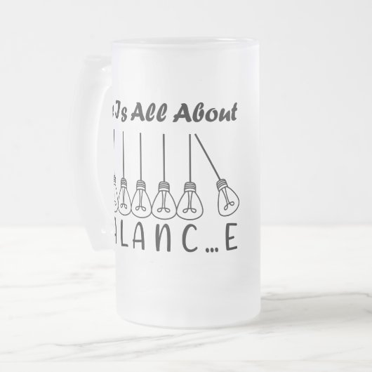 Het leven draait om evenwicht en motivatie inspira matglas bierpul (Voorkant links)