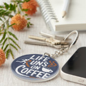 Het leven draait op koffie sleutelhanger (Voorkant Rechts)