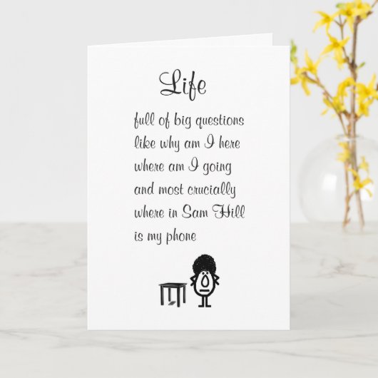 Het leven een grappig denken van je gedicht kaart (Gele Bloem)