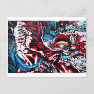 Het leven en de dood. Graffiti op de getextureerde Briefkaart