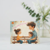 "Het leven gaat beter met je, papa." Briefkaart (Staand voorkant)