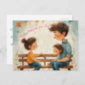 "Het leven gaat beter met je, papa." Briefkaart (Voorkant / Achterkant)