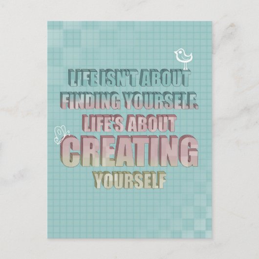 Het leven gaat niet over jezelf vinden Citaat Briefkaart (Voorkant)